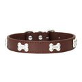 Leather Bone-Charm Dog Collar