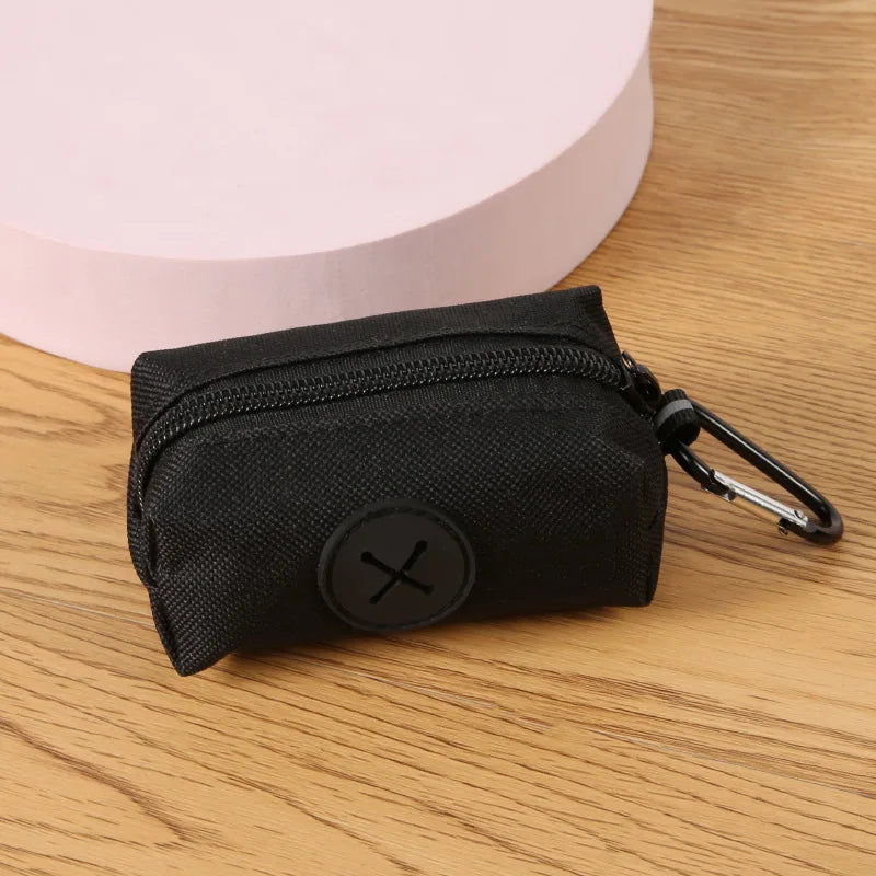 Canvas dog poop bag holder with carabiner clip