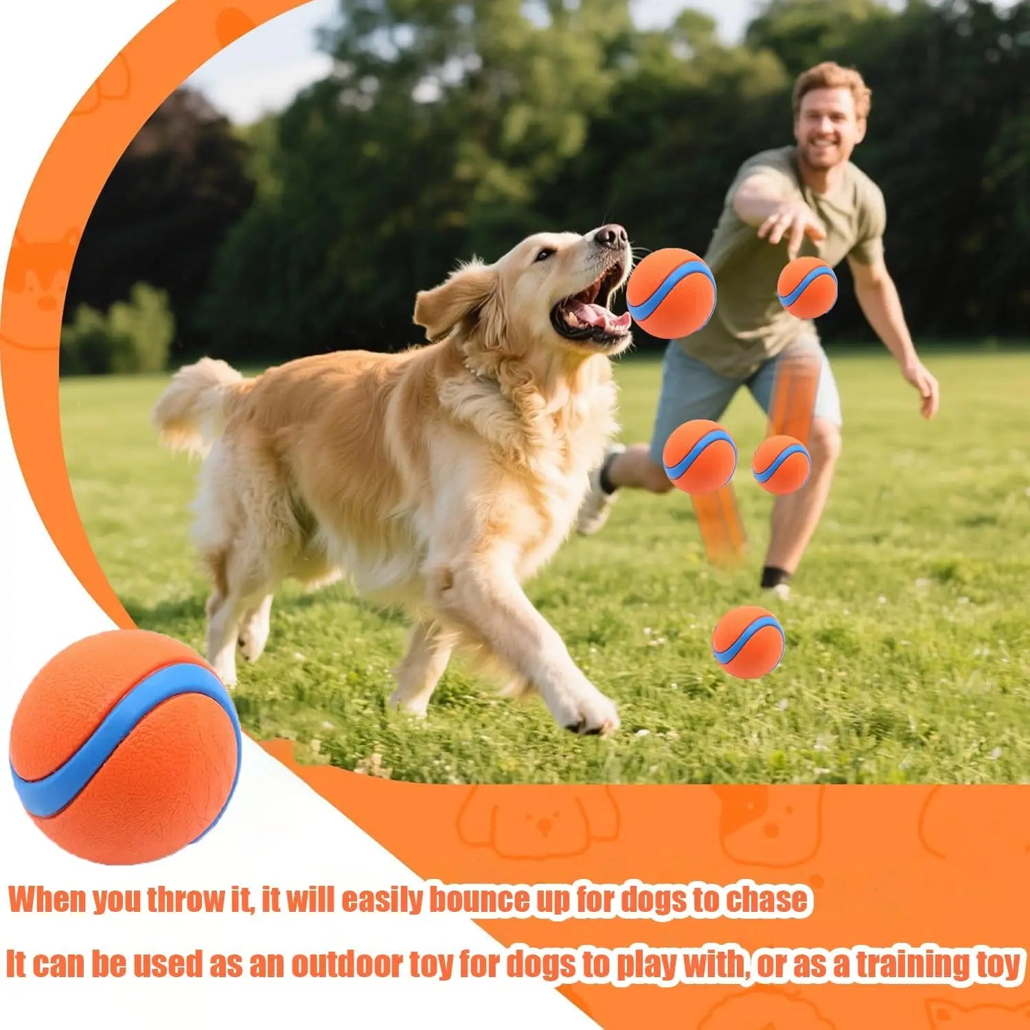 Premium Natural Rubber Dog Ball Toy, Non-Toxic Elasticity Bouncy Ball for Large Dogs, Interactive Training & Exercise