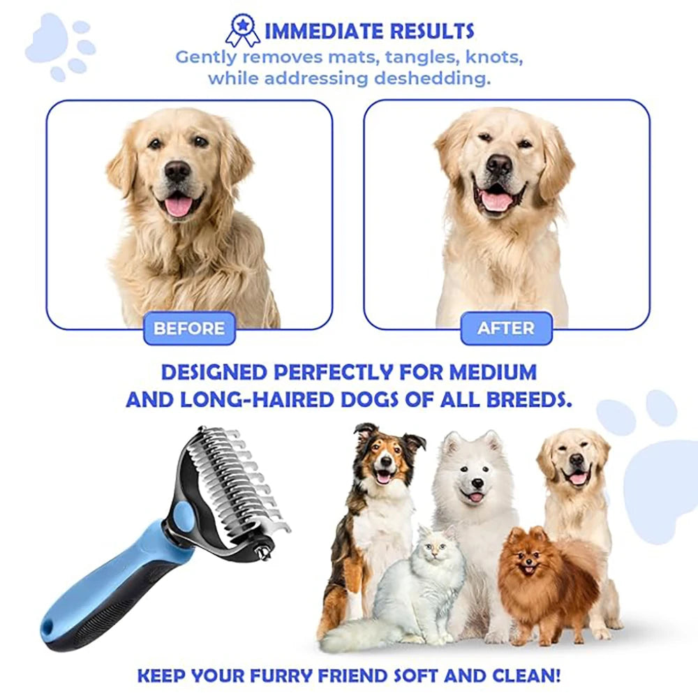 Double-sided stainless steel knotting comb for pets