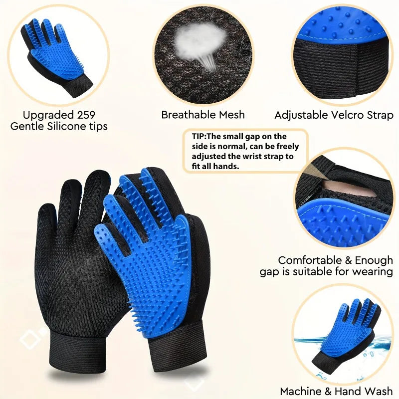 2-in-1 Silicone Grooming Gloves