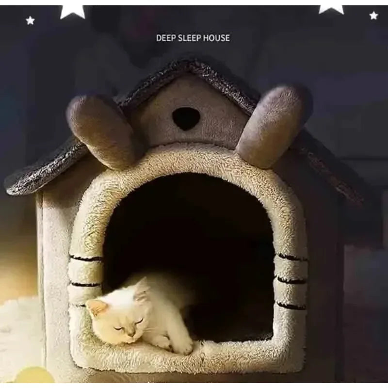 All Season Dog House Style Bed - Removable Washable Pet Bed for Small Dogs Teddy Winter Warm Cat Dog House