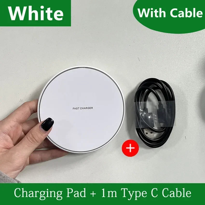 30W Fast Wireless Charger Pad For IPhone17 16 15 14 13 X Pro Max 8 Samsung Galaxy S23 Xiaomi Wireless Charging Station Chargers