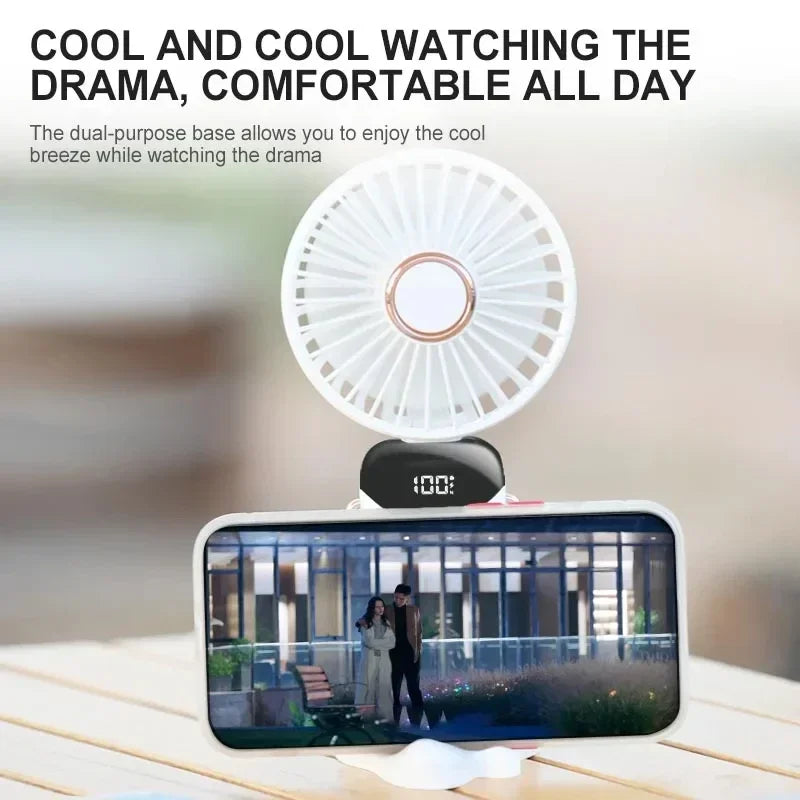 Rechargeable Neck Fan with Phone Stand