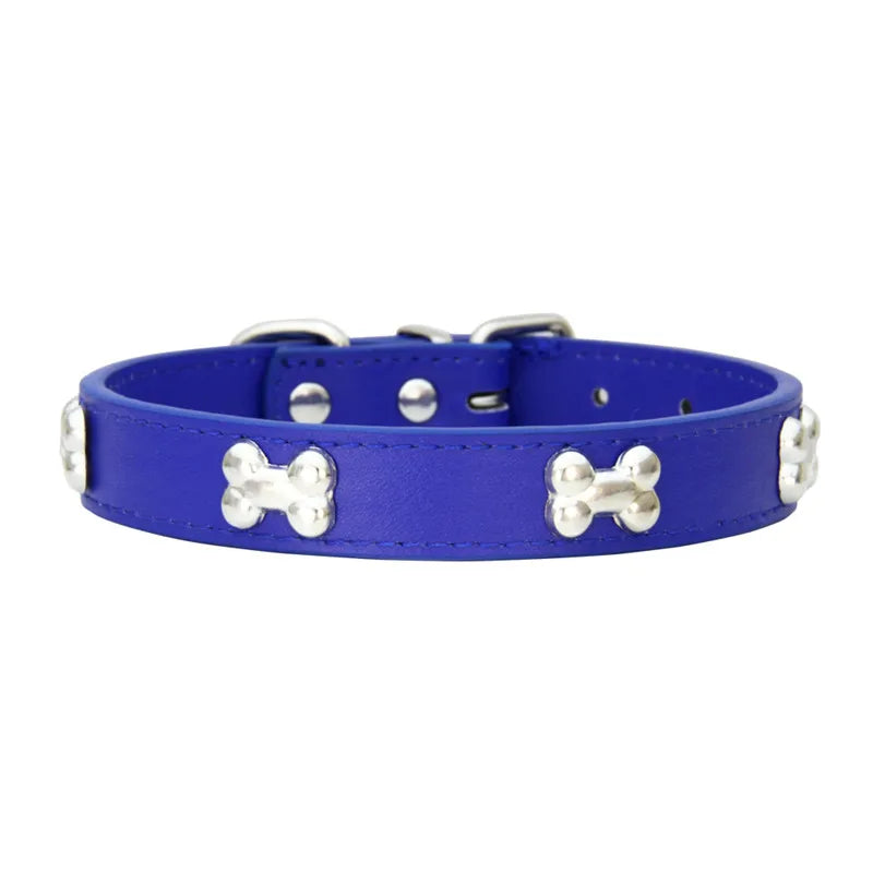 Leather Bone-Charm Dog Collar