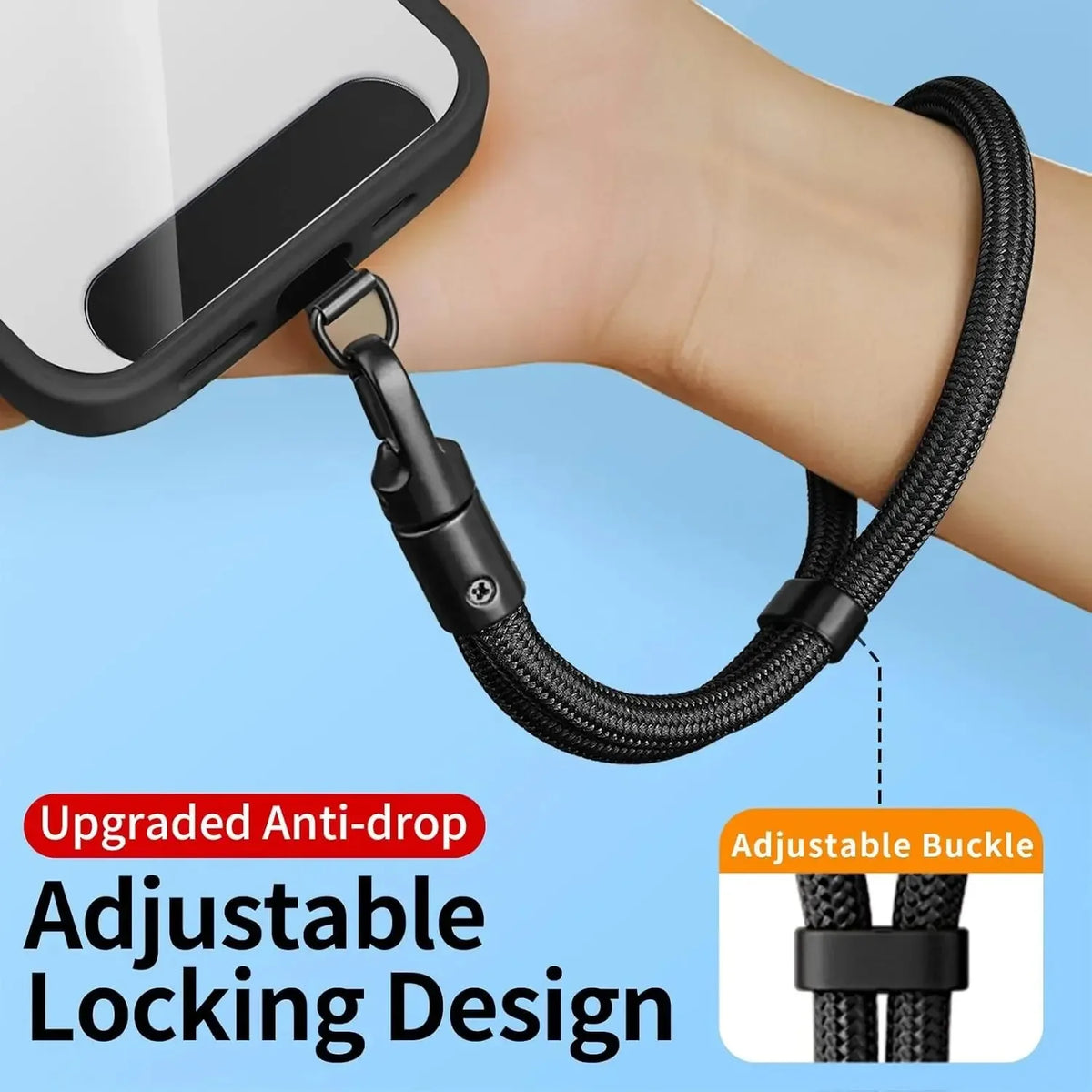 Universal Adjustable Mobile Phone Self-locking Anti-loss Lanyard for iPhone Samsung Short Wrist Strap Durable Cell Phone Strap