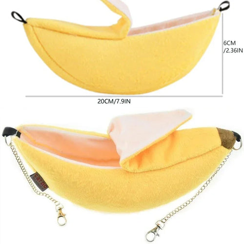 Banana-shaped hammock bed for hamsters