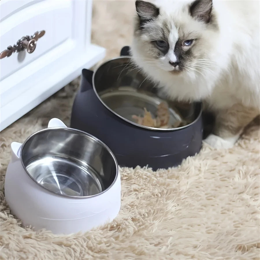 Neck-Guard Elevated Cat Bowl