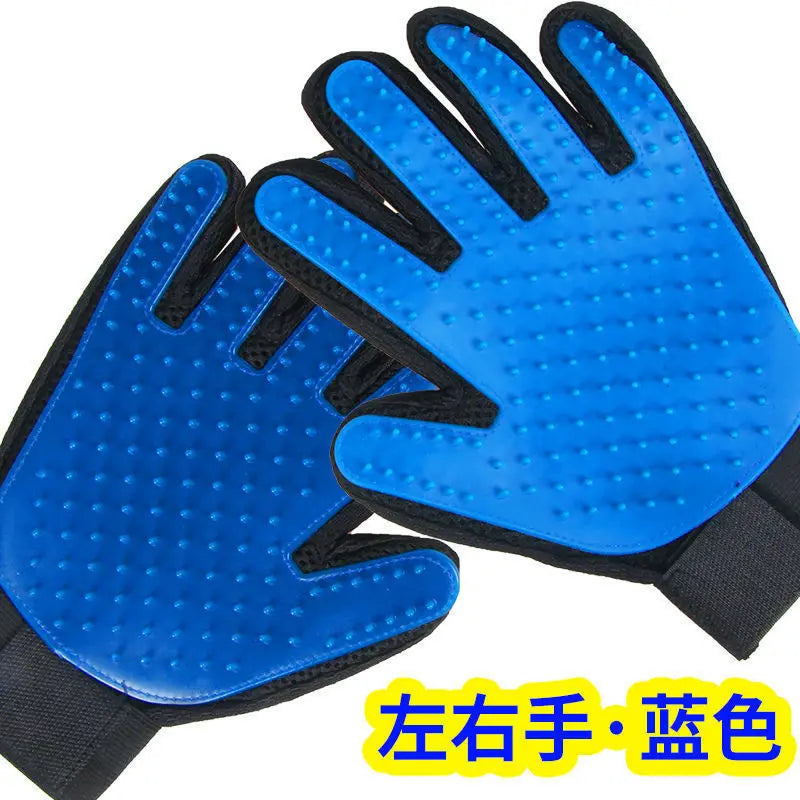 Silicone massage and deshedding grooming gloves for pets