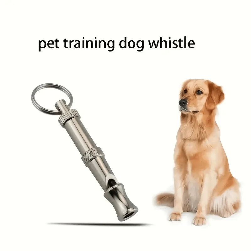 Adjustable pitch dog training whistle with keychain