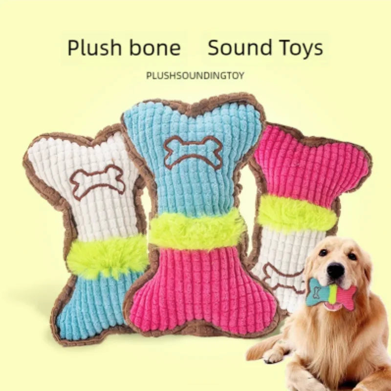 Squeaky Plush Bone Toy