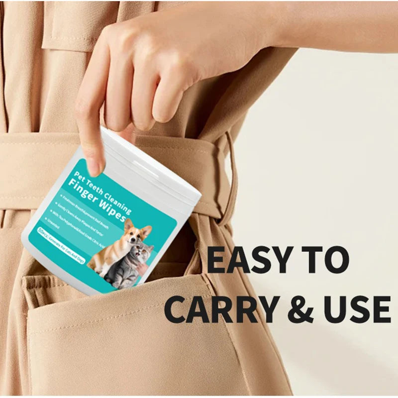 Disposable finger-cover toothbrush wipes for pets