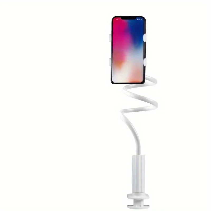 Long-arm gooseneck clamp phone stand for bed or desk