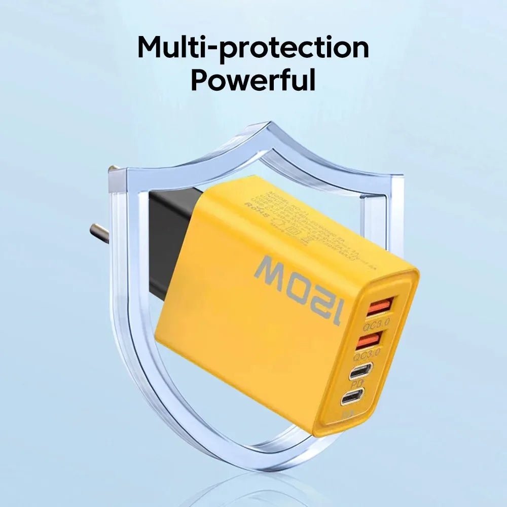 120W Type C Charger PD Fast Charging Phone Power Adapter For iPhone Samsung Xiaomi Quick Charge 3.0 EU/US/UK Plug Travel Charger