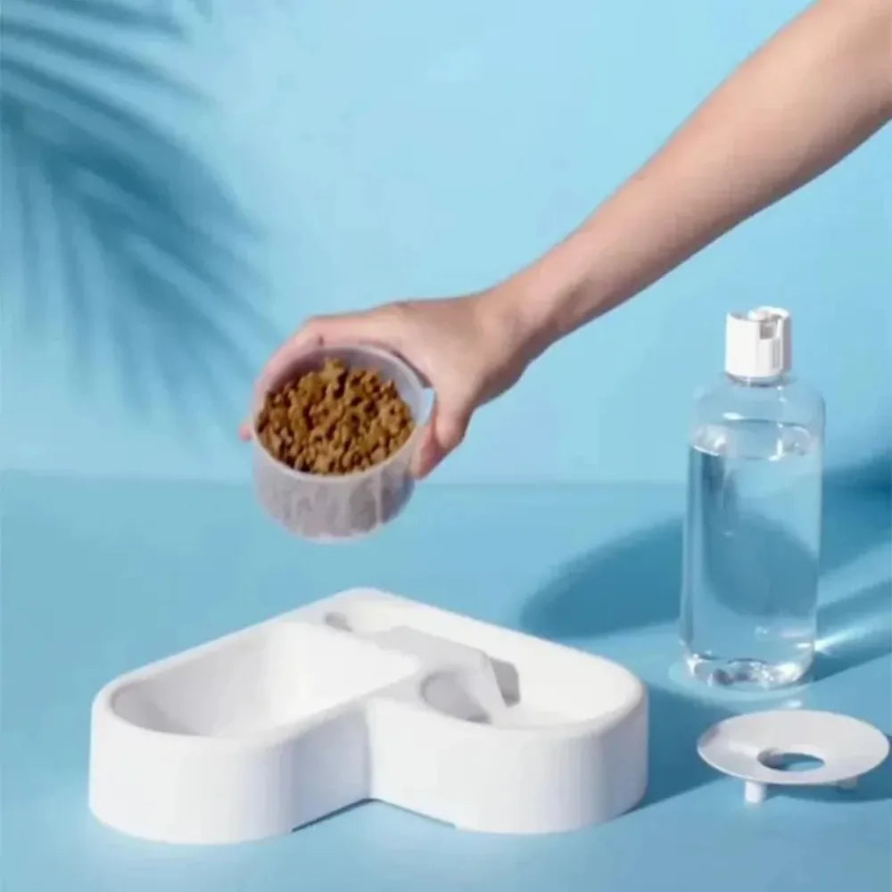 Double bowl set for pet food and water