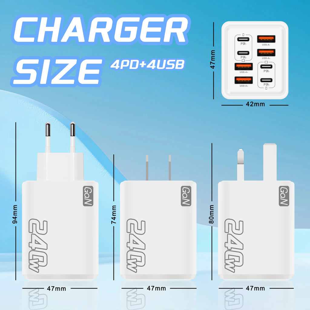 240W GaN 8-in-1 Fast Charger
