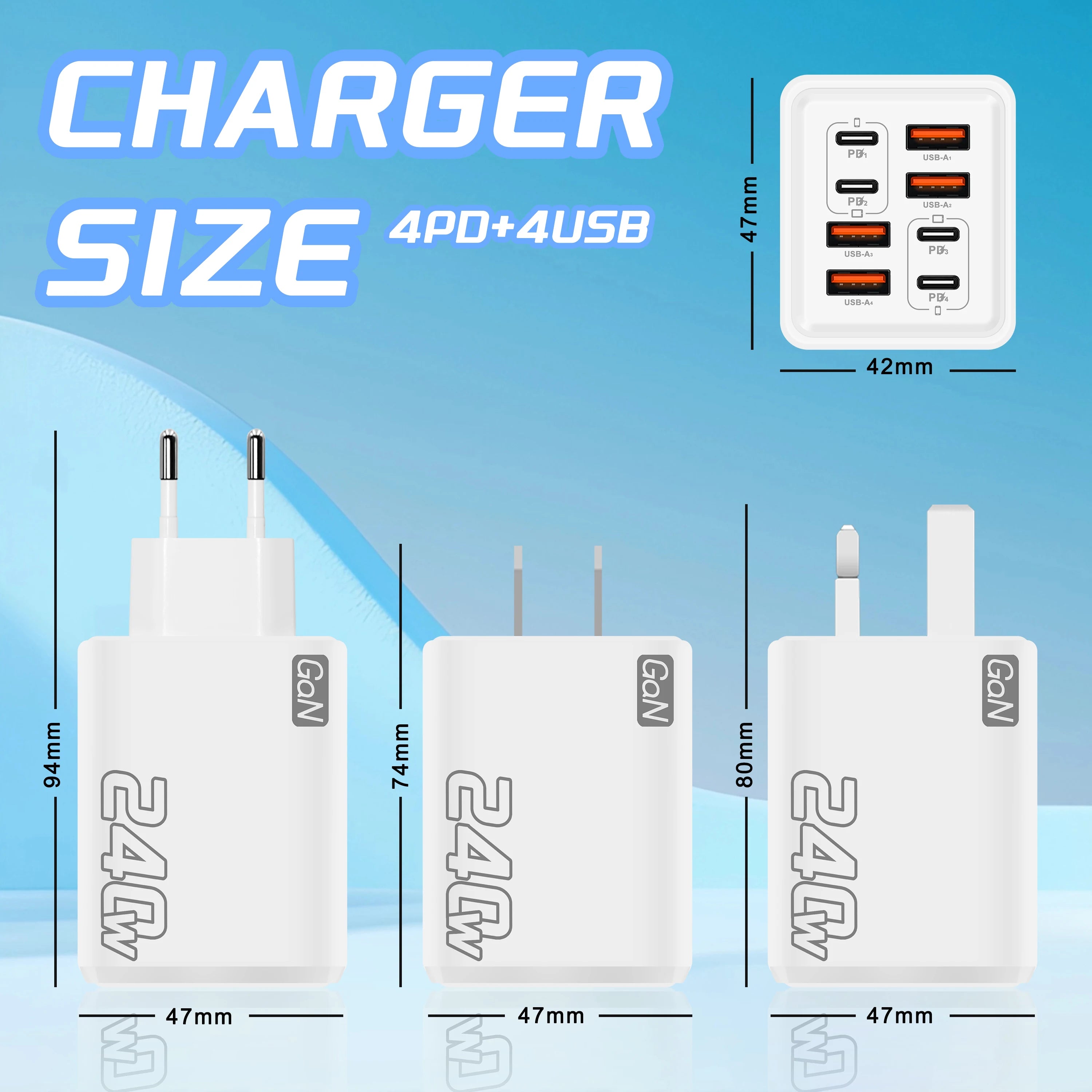 240W GaN 8-in-1 Fast Charger