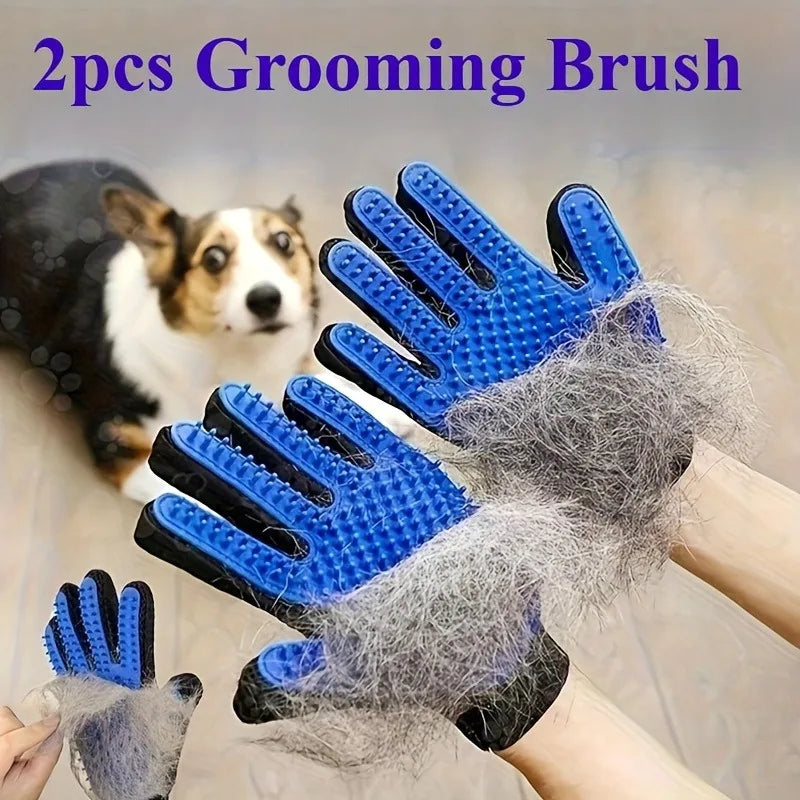 2-in-1 Silicone Grooming Gloves