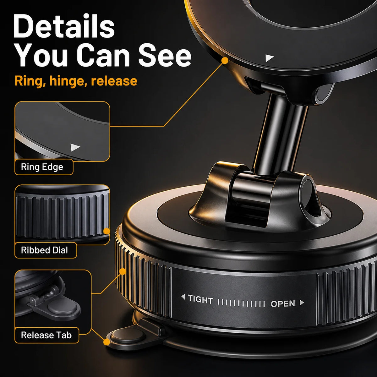 Upgraded Vacuum Magnetic Car Phone Holder, 360° Reinforced Ultra Suction Cup Phone Mount For Car, Travel, Gym, Table