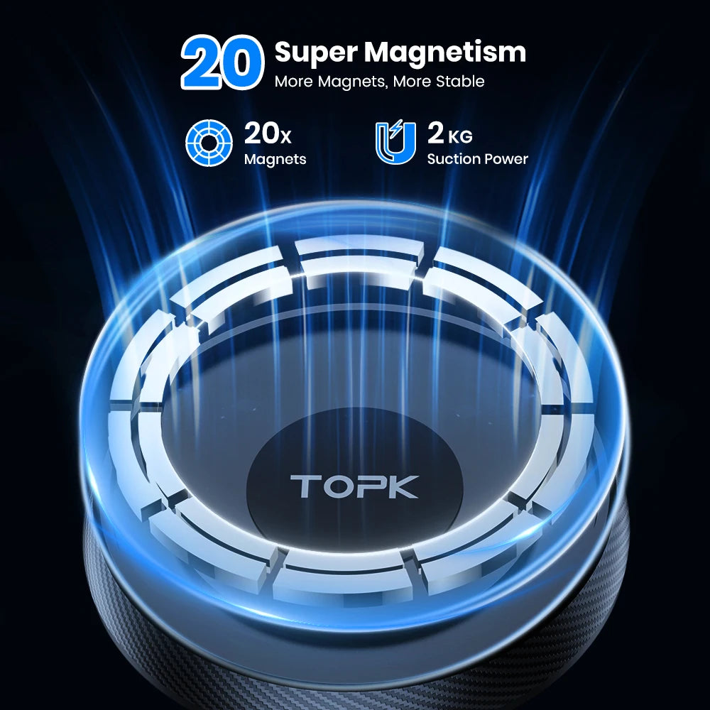 TOPK magnetic phone mount clipped to car air vent