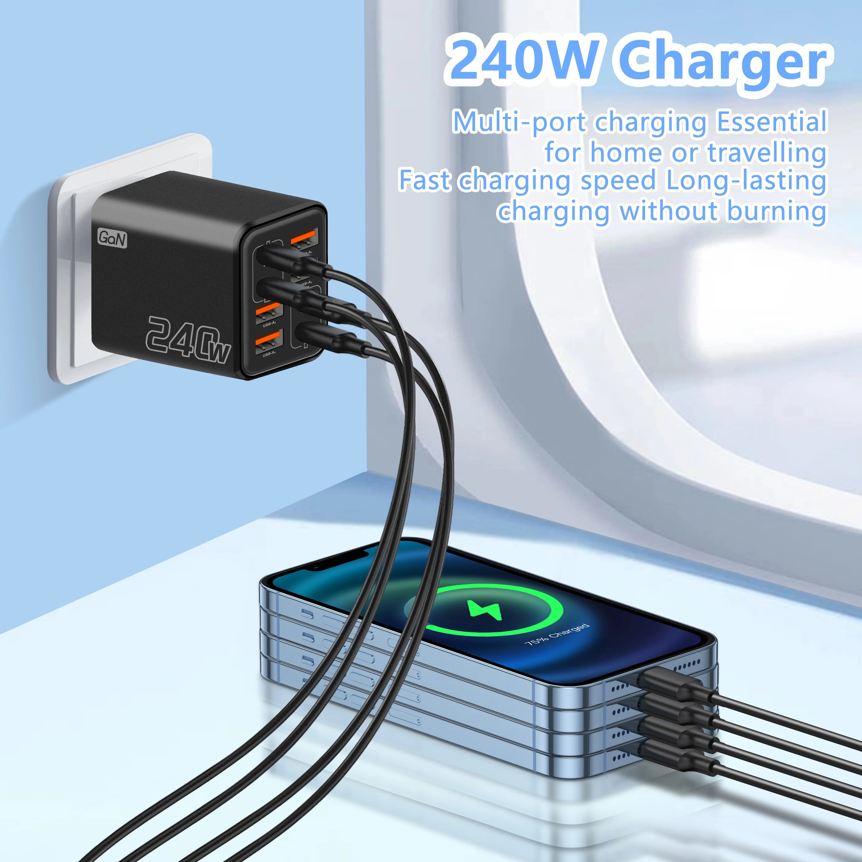 240W GaN 8-in-1 Fast Charger