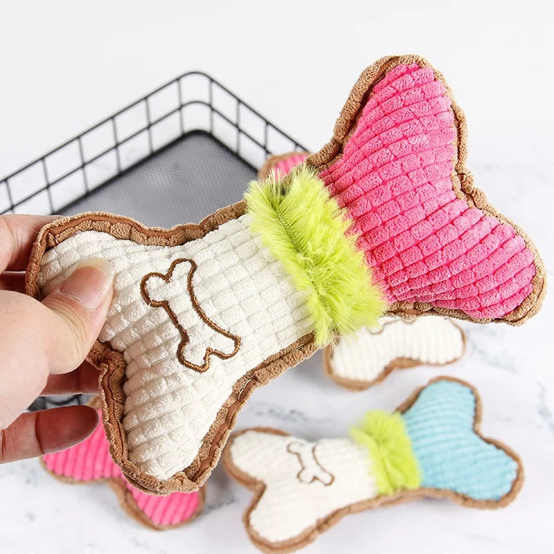 Squeaky Plush Bone Toy