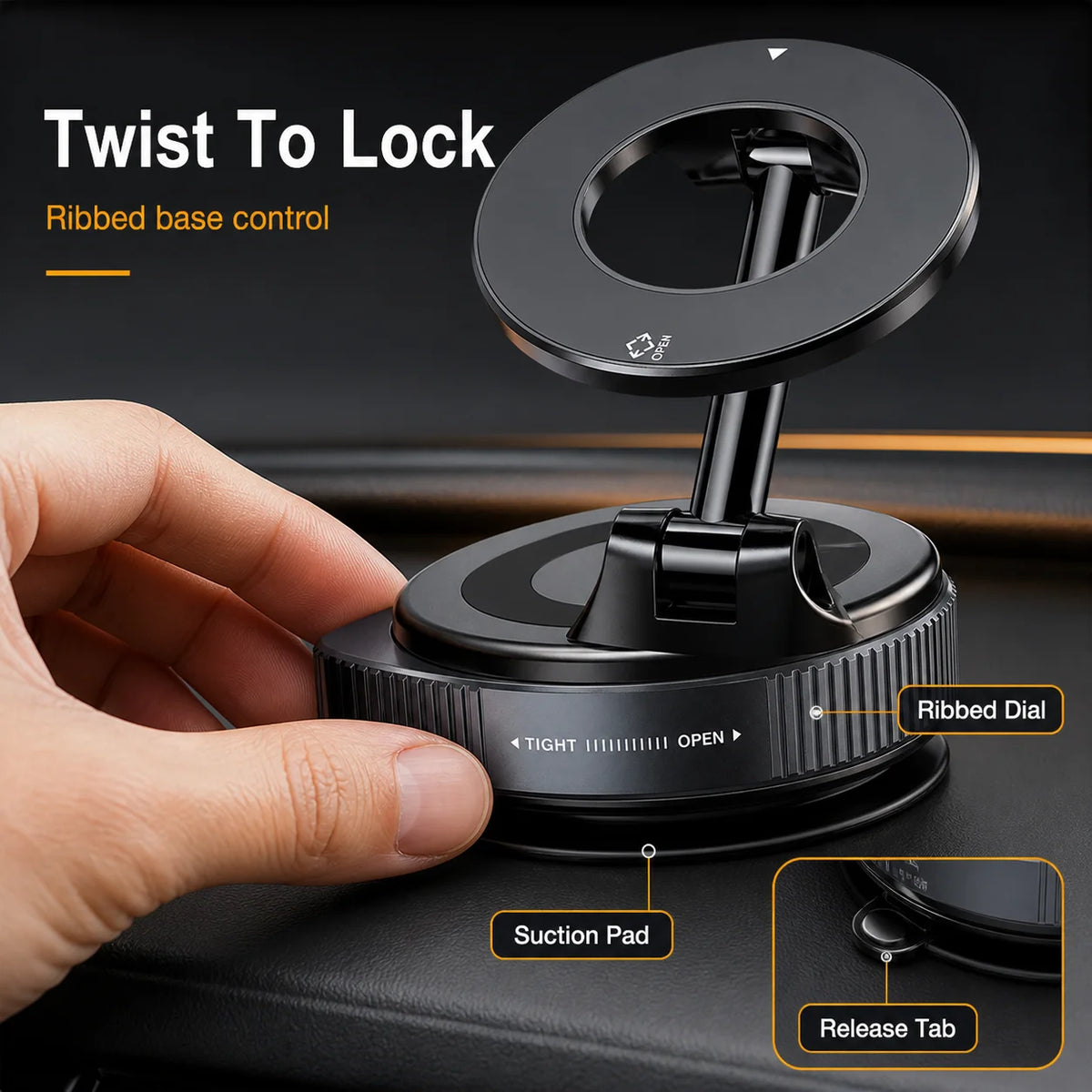 Upgraded Vacuum Magnetic Car Phone Holder, 360° Reinforced Ultra Suction Cup Phone Mount For Car, Travel, Gym, Table