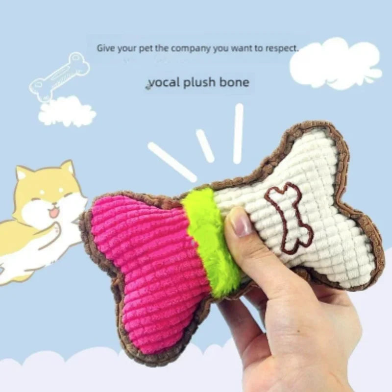 Squeaky Plush Bone Toy
