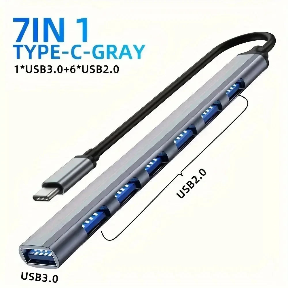 7/8 In1 USB C Hub Expander Multiport Adapter Type C Splitter Dock USB 3 Port for Xiaomi Phone Tablet Fast Data Transfer