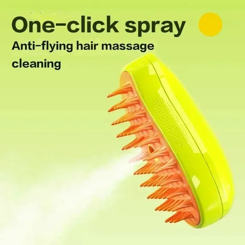 3-in-1 electric steam grooming brush for pets