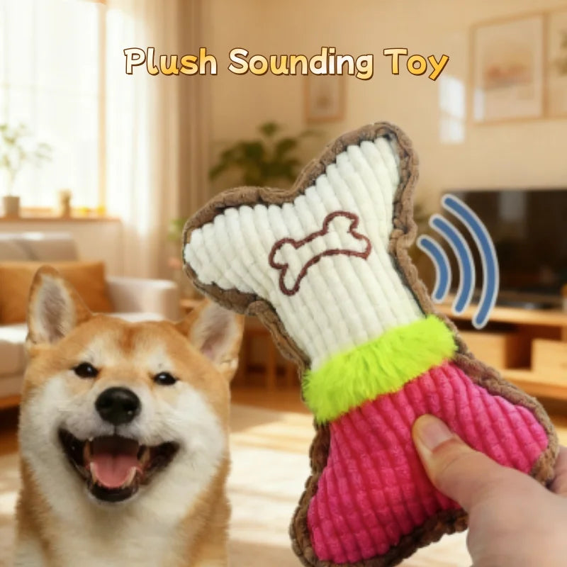 Squeaky Plush Bone Toy