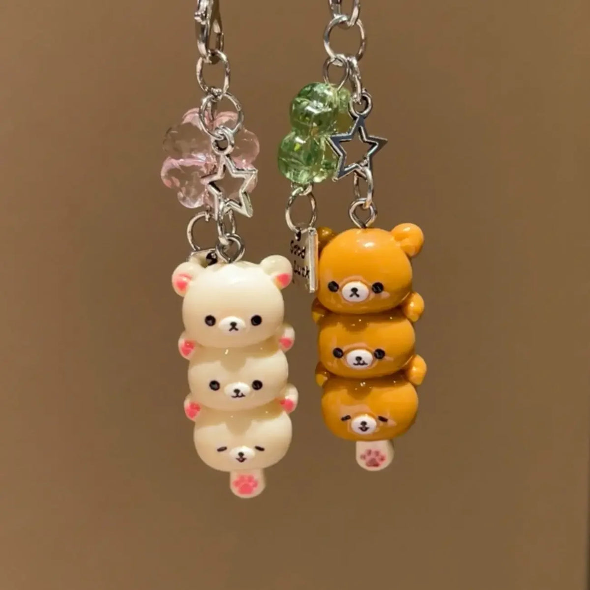 Cute Bear Phone Charms Pendant Kawaii Anime Keychain Accessories for Keys Schoolbag IPhone17 Pro Max Airpods Ins
