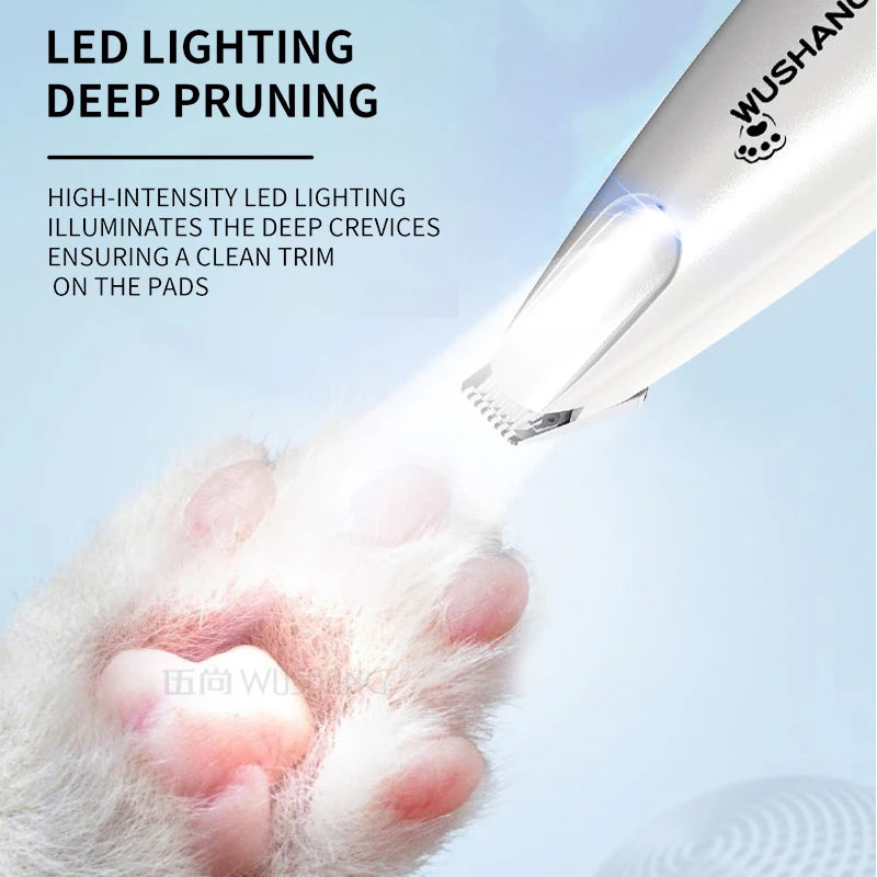 Waterproof electric pet hair trimmer with built-in LED light