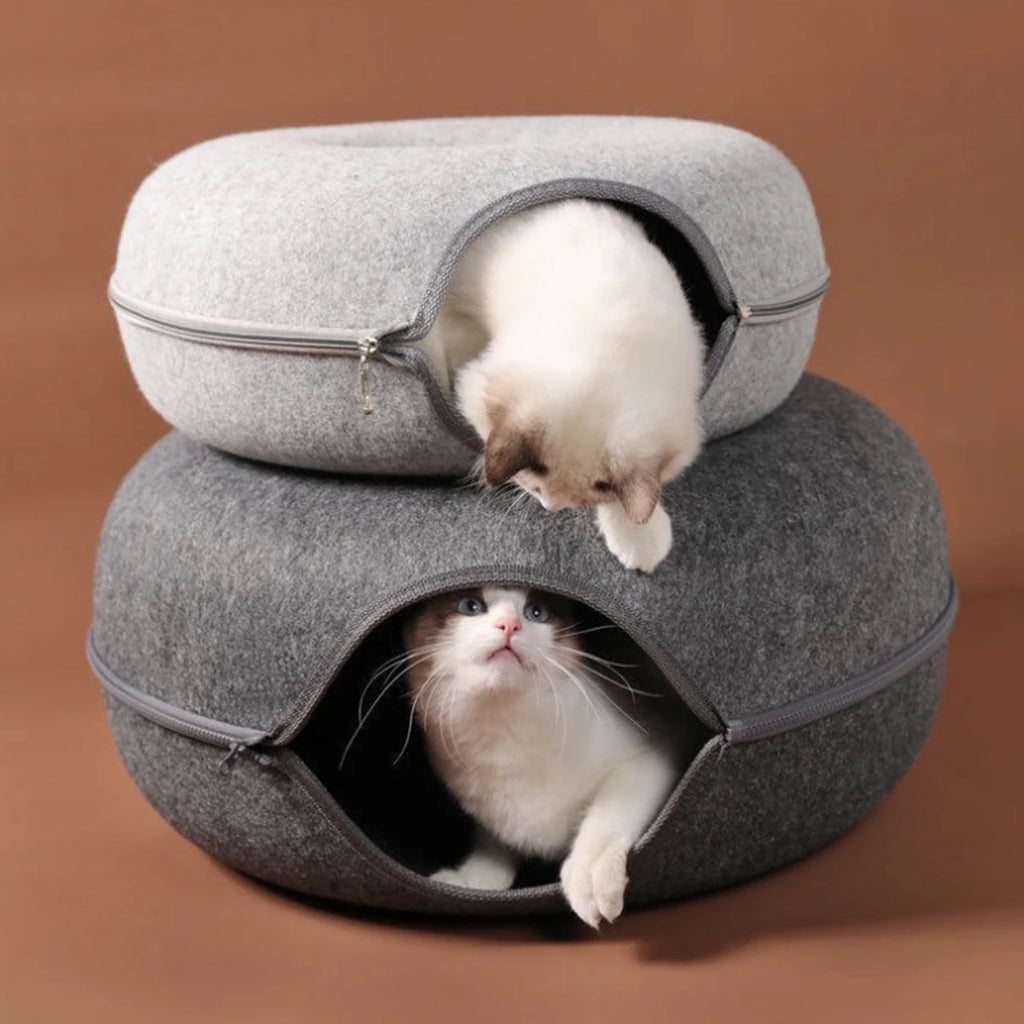 Felt Donut Cat Tunnel Bed