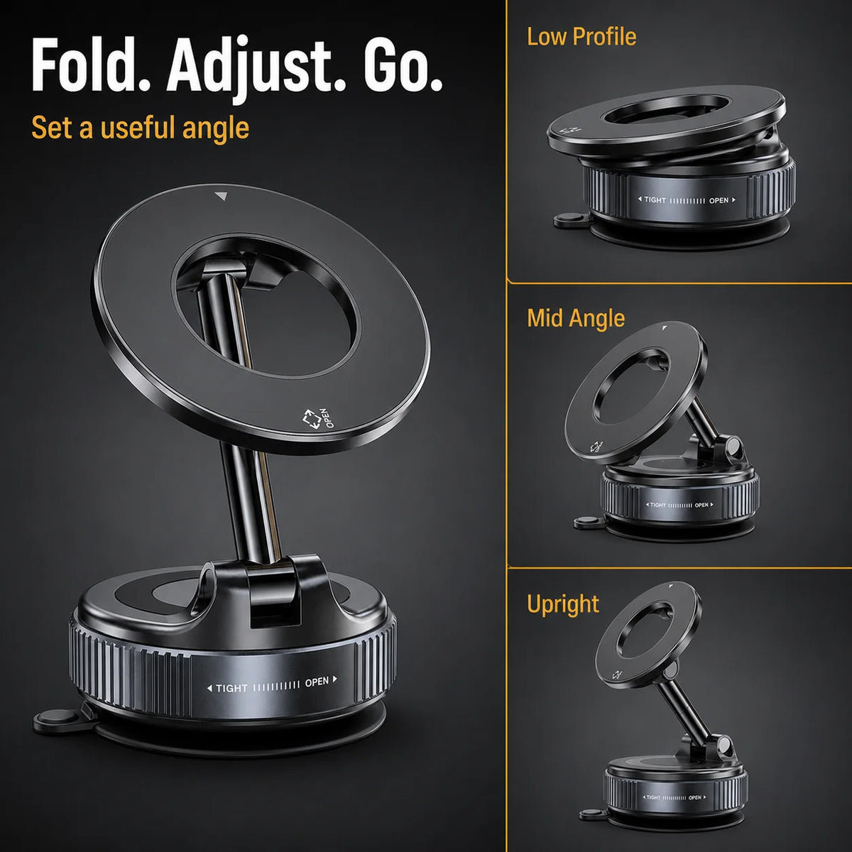 Upgraded Vacuum Magnetic Car Phone Holder, 360° Reinforced Ultra Suction Cup Phone Mount For Car, Travel, Gym, Table