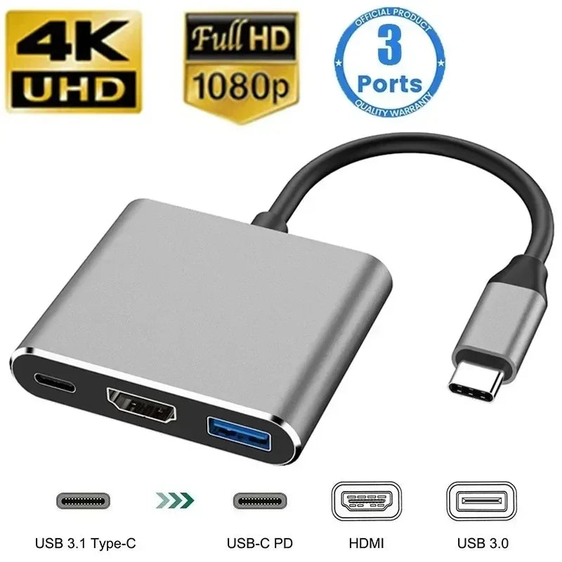 7/8 In1 USB C Hub Expander Multiport Adapter Type C Splitter Dock USB 3 Port for Xiaomi Phone Tablet Fast Data Transfer