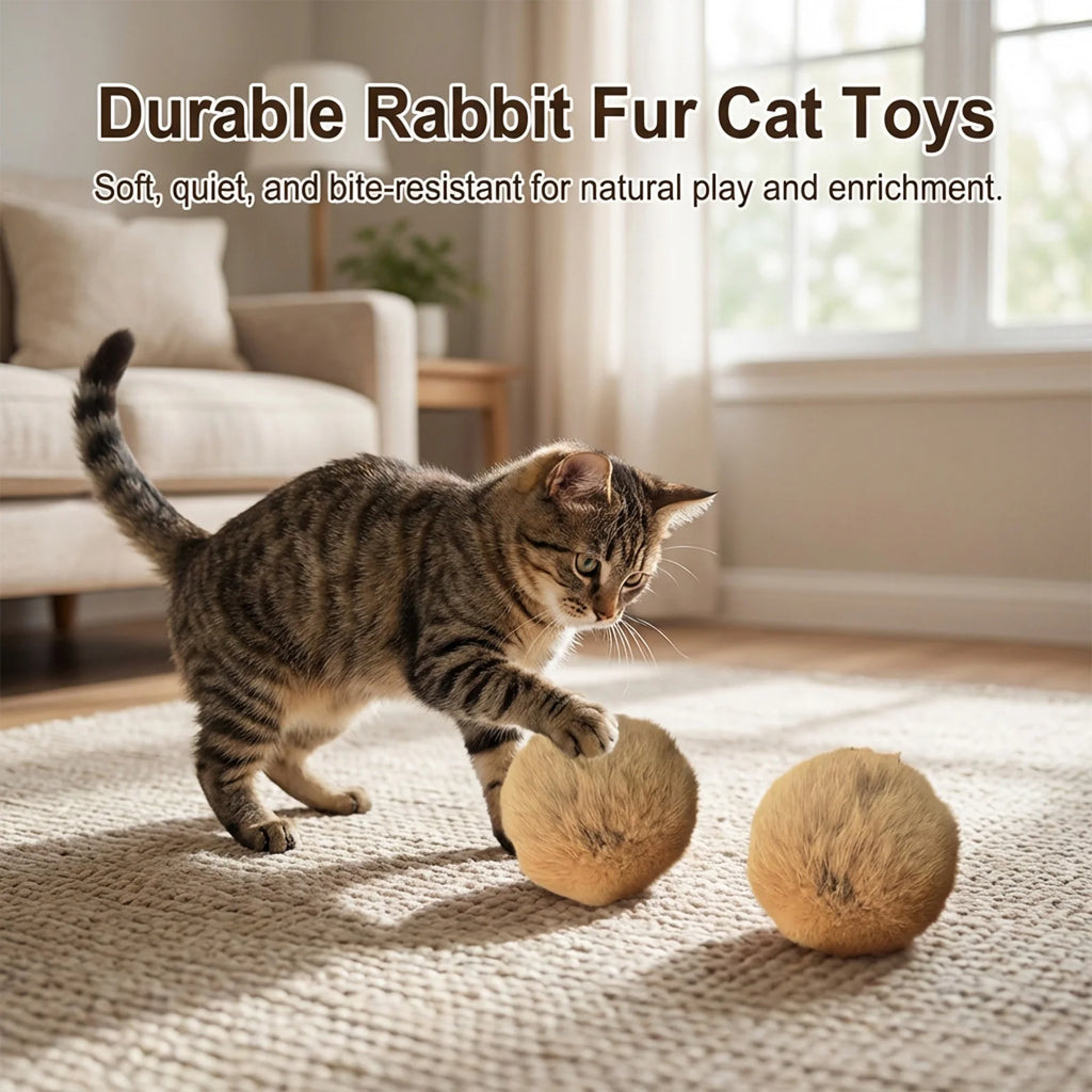 Rabbit Fur Ball Cat Toy