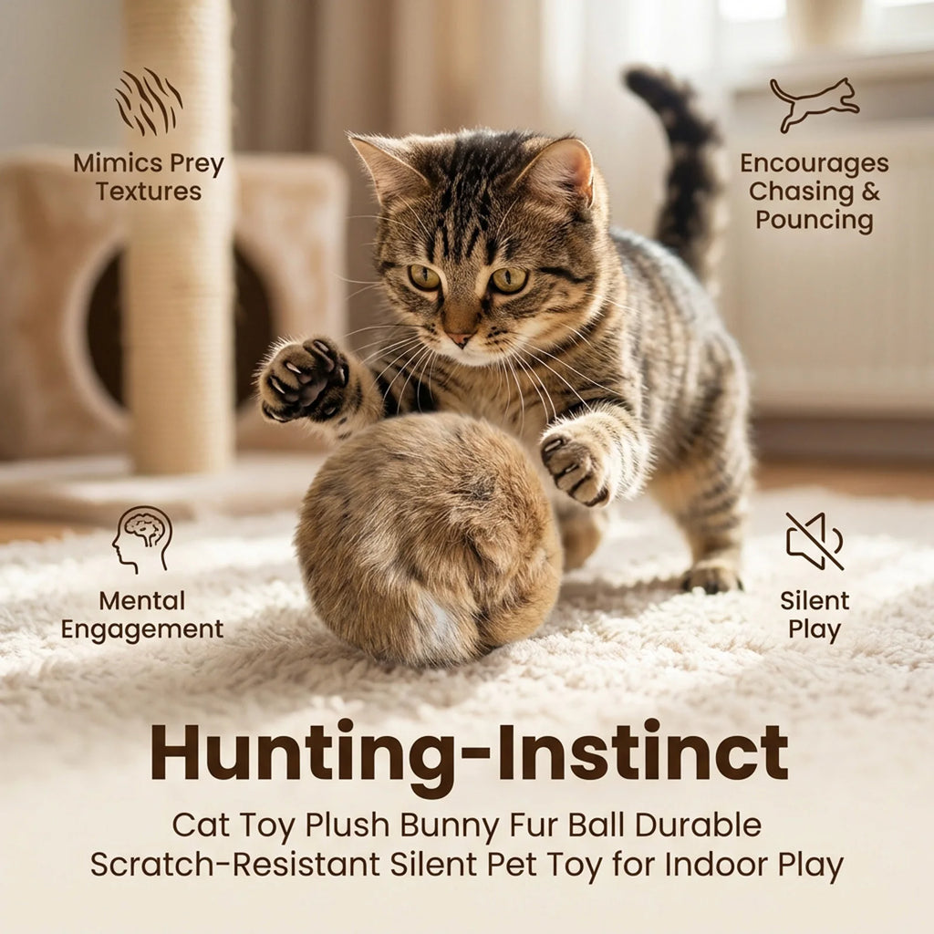 Rabbit Fur Ball Cat Toy