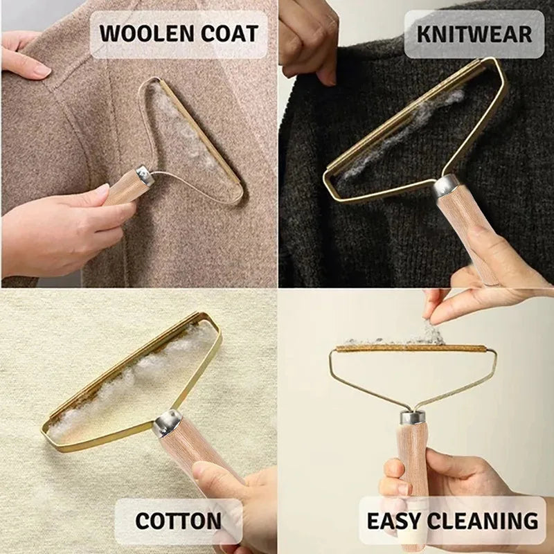 Manual portable lint and pet hair remover brush
