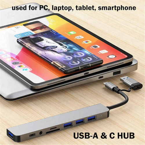 8-in-1 USB-C hub docking station adapter