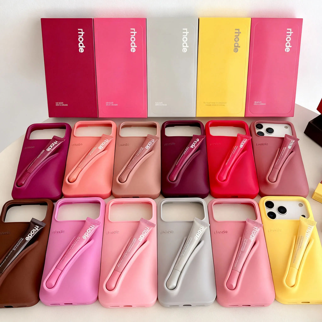 Lemontini-shaped silicone phone case with lip gloss holder