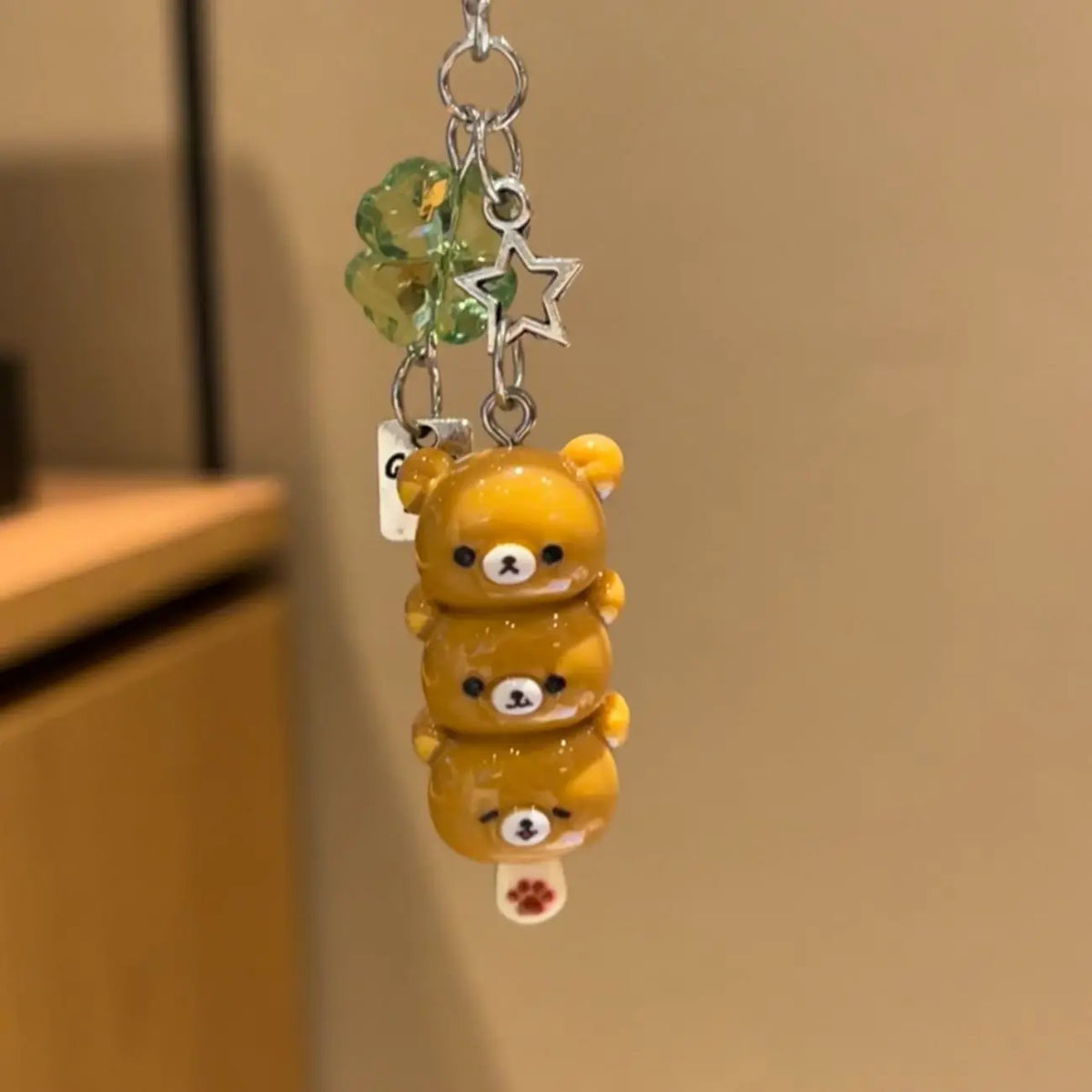Cute Bear Phone Charms Pendant Kawaii Anime Keychain Accessories for Keys Schoolbag IPhone17 Pro Max Airpods Ins