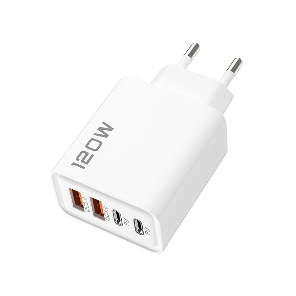 120W Type C Charger PD Fast Charging Phone Power Adapter For iPhone Samsung Xiaomi Quick Charge 3.0 EU/US/UK Plug Travel Charger