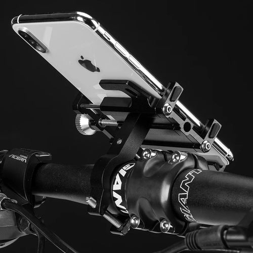 Aluminum alloy phone mount on bike handlebar