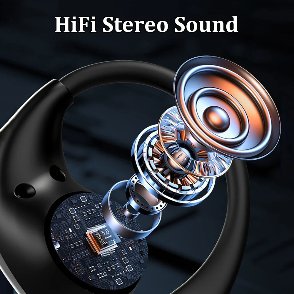 Ear hook wireless sport earbuds with LED display
