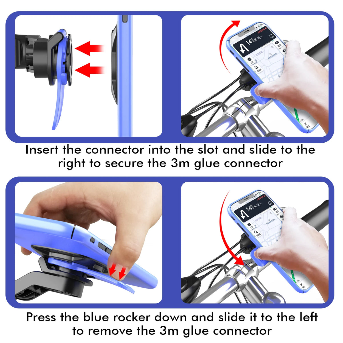 Universal Bicycle Mount for Bicycle and Motorcycle Phone Holder, Mobile Phone Holder for MTB 360° Rotatable for MTB or Road Bike