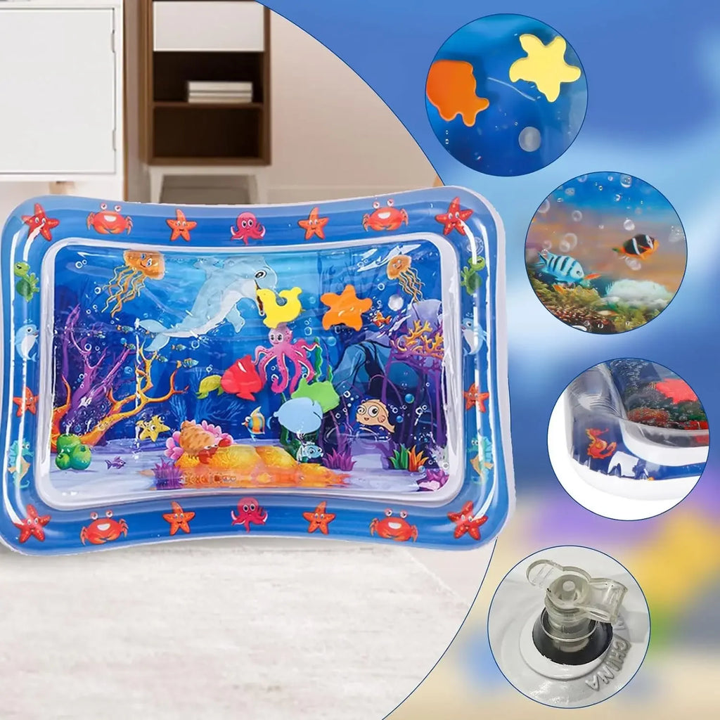 Inflatable sea-themed water play mat for pets