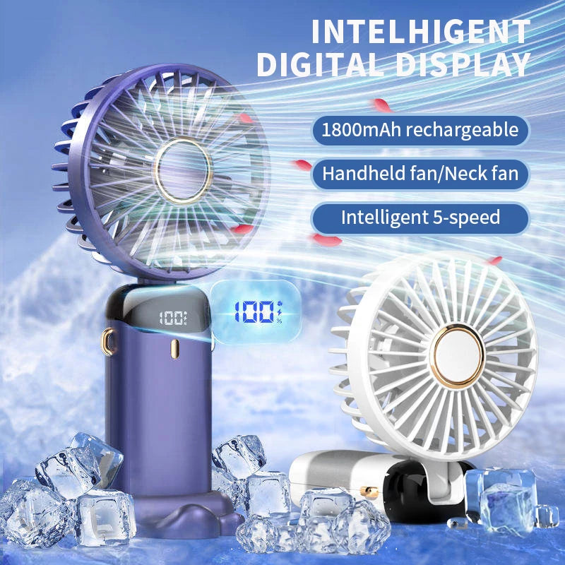 Rechargeable Neck Fan with Phone Stand