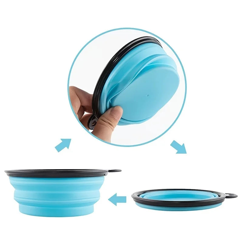 Collapsible silicone travel bowl for pets