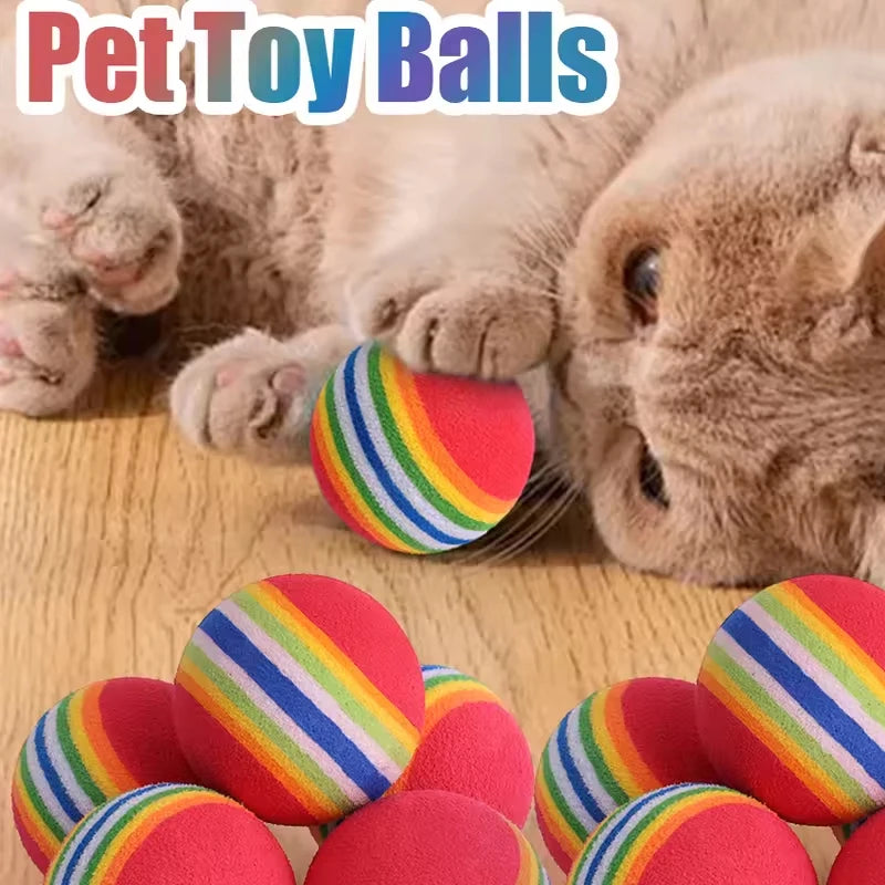 Set of rainbow-colored EVA chew balls for pets